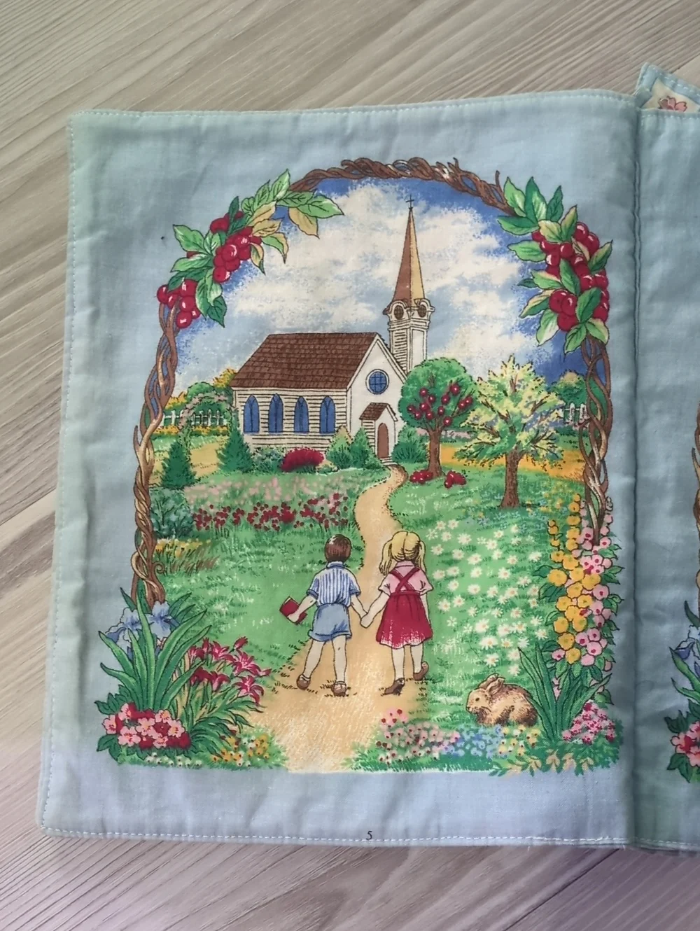 Vintage Soft Fabric Children's Prayer Book Cloth Quiet Book Baby Nursery Christi